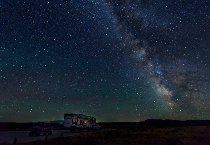 RV under Milky Way in Wyoming