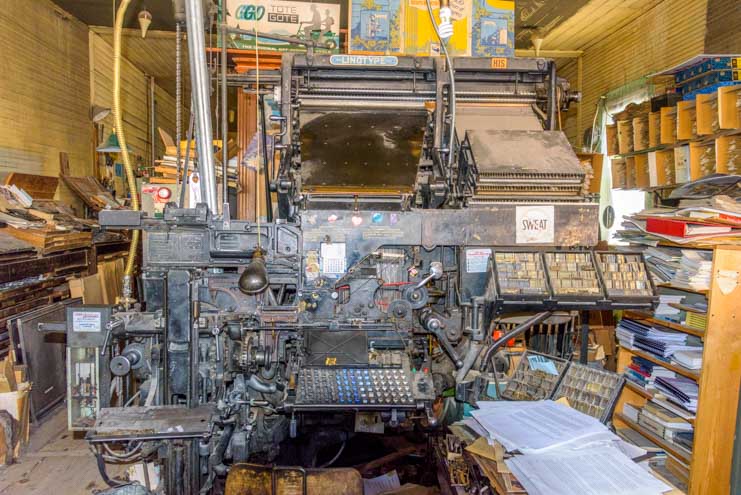 1937 Linotype machine at Saguache Crescent newspaper in Saguache, Colorado