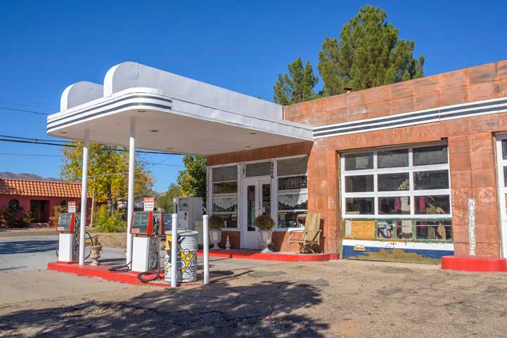 Classic historic gas station in Clarkdale Arizona