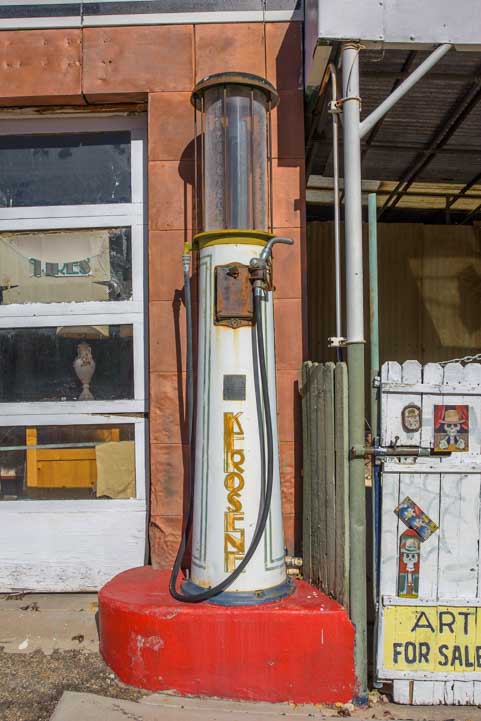 Old gas pump at a historic gas station in Clarkdale Arizona