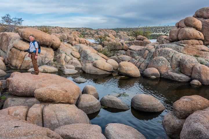 Hiking the boulders at the Granite Dells at Watson Lake near Prescott AZ