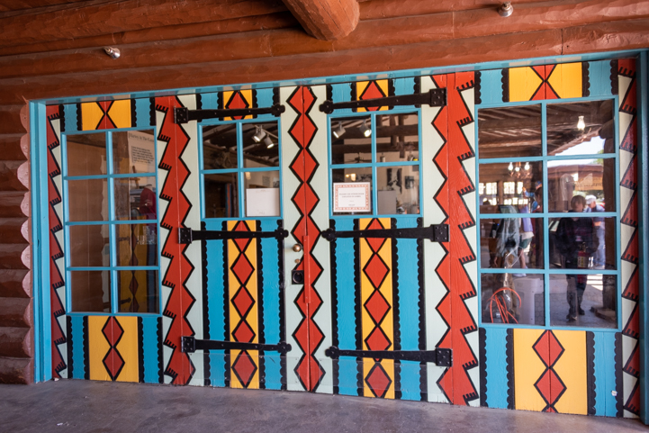 Elaborate door at Bright Angel Lodge: Grand Canyon history in the Park