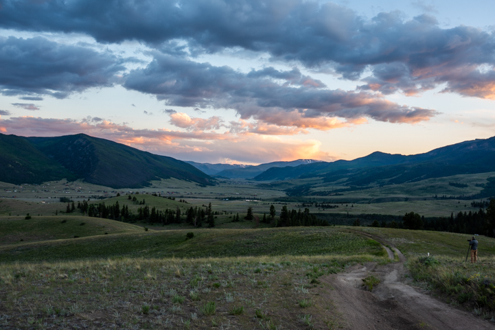 photographing sunset on the Silver Thread Scenic Byway in Colorado