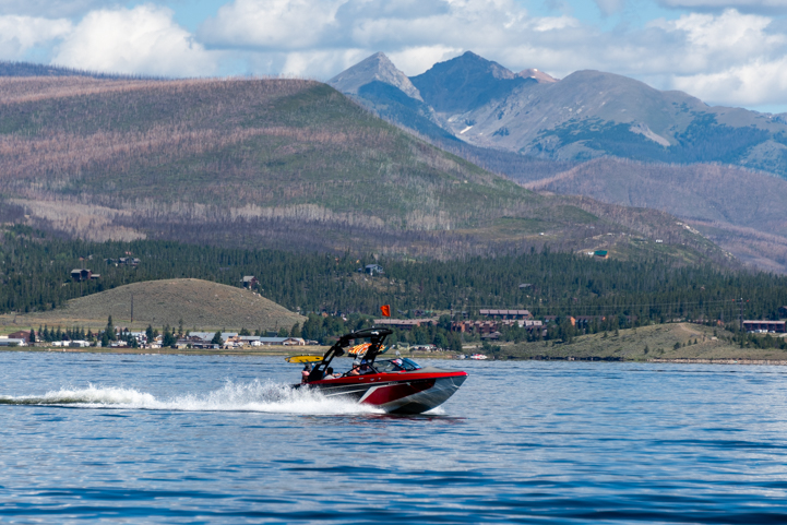 Lake Granby Colorado Speed boats and mountain scenery