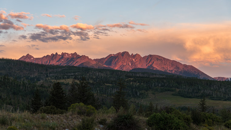 Rocky Mountains at sunset near Blue River Colorado