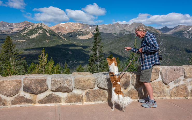 Rocky Mountain National Park Colorado person and dog