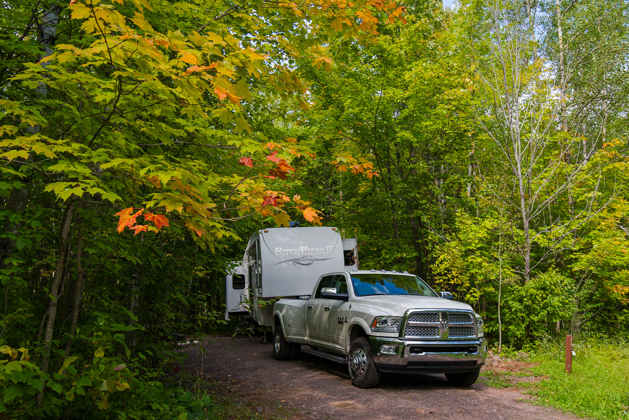 Dodge Ram diesel pickup with a fifth wheel trailer