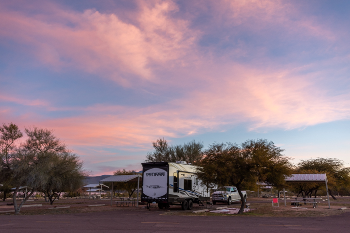 RV camping at Windy Hill Campground at Roosevelt Lake Arizona