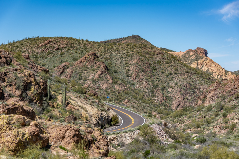 The Apache Trail in Arizona is a winding road