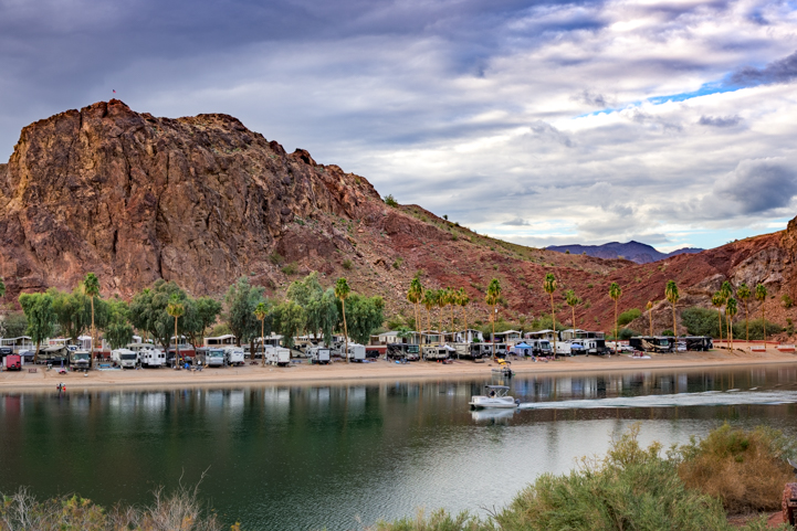 View across the Colorado River at Buckskin Mountain State Park Arizona