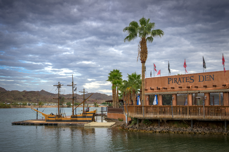 Pirate's Den RV Resort ship and restaurant in Parker Arizona