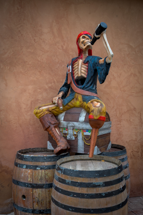 Pirate drinking rum at Pirate's Den RV Resort in Parker Arizona